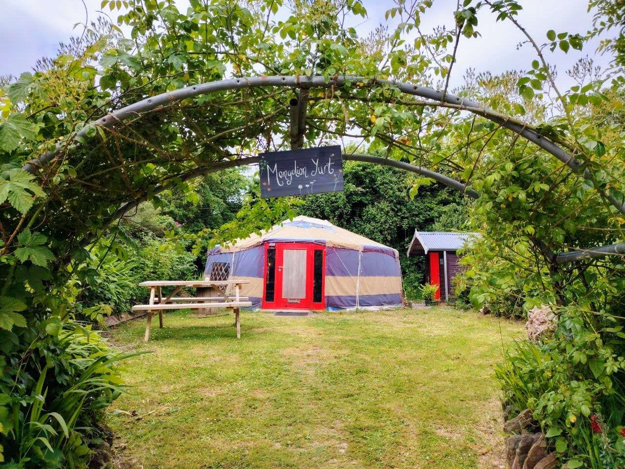 Exterior view of the Mongolian Yurt at Inch Hideaway
