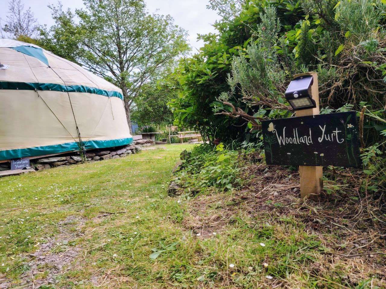 Exterior view of the handcrafted Woodland Yurt at Inch Hideaway